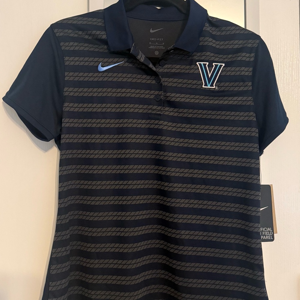 Villanova Nike Navy Striped Victory Polo Golf Shirt